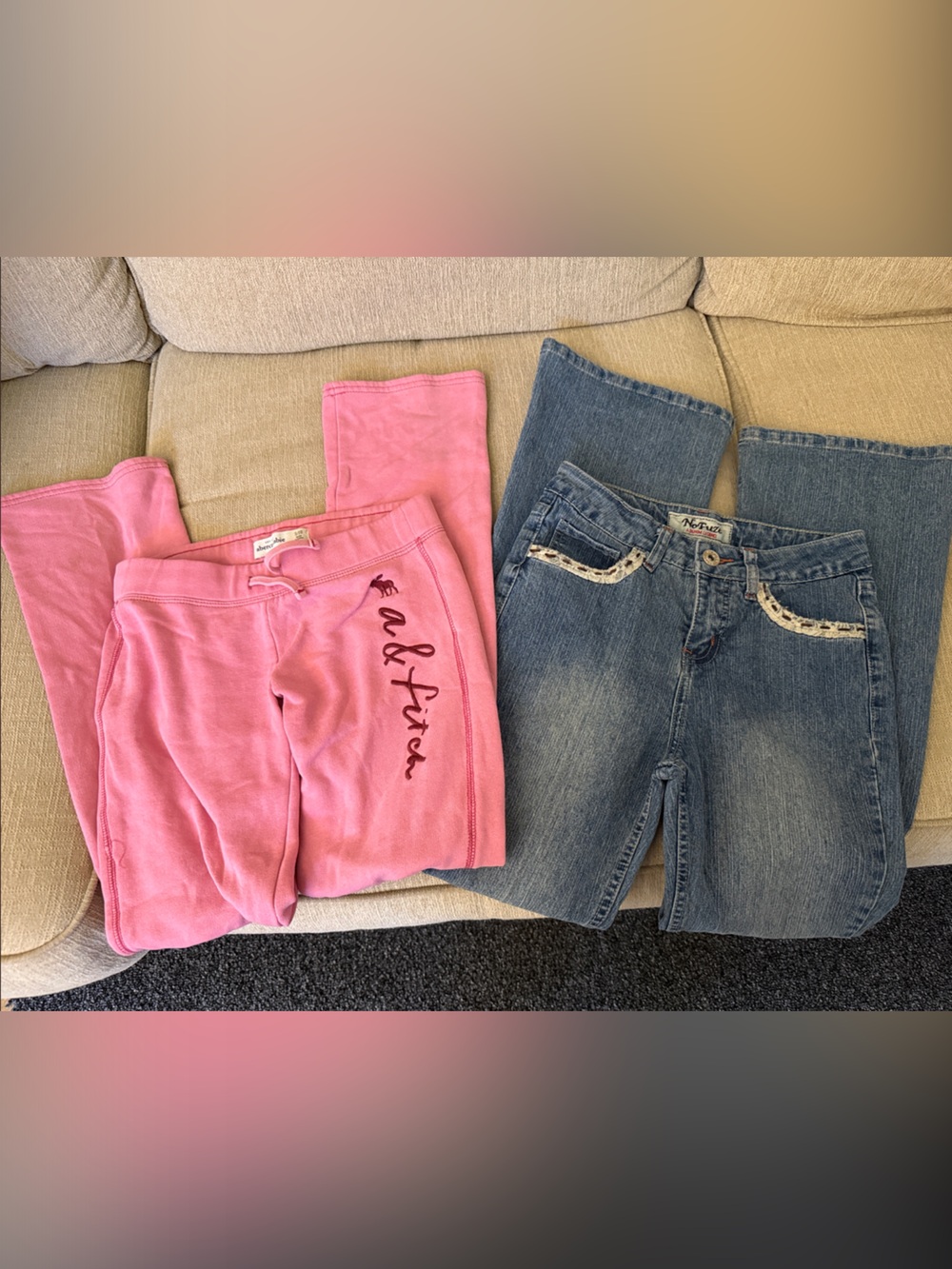Jeans and Abercrombie and Fitch pink sweatpants size 10